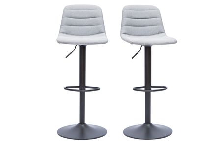 Tabourets de bar réglables en tissu gris clair et métal (lot de 2) SAURY