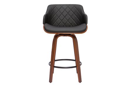 Tabouret de bar design pivotant 360° noir et bois foncé H65 cm LUCIEN