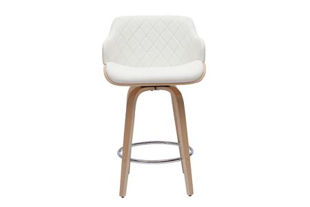 Tabouret de bar design pivotant 360° blanc et bois clair H65 cm LUCIEN