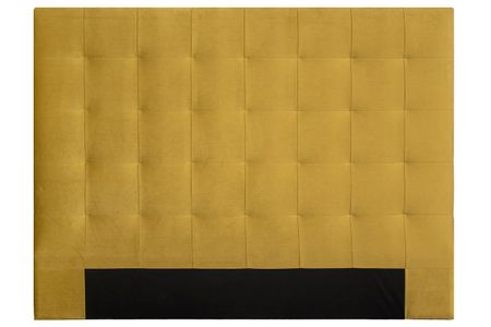 Tête de lit capitonnée en tissu velours jaune moutarde L160 cm HALCIONA
