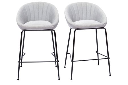 Tabourets de bar design tissu gris clair 65 cm (lot de 2) SHERU