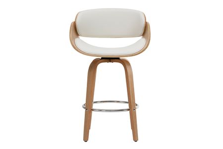 Tabouret de bar pivotant blanc et bois clair 69 cm BENT