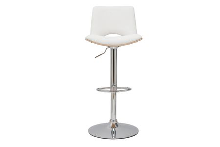 Tabouret de bar design réglable blanc et bois clair PANACH