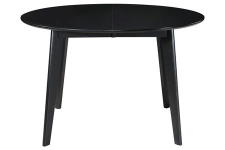 Table à manger design extensible ronde noire L120-150 cm LEENA