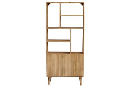 Bibliothèque en bois manguier massif 2 portes gravées L80 cm RUBIA