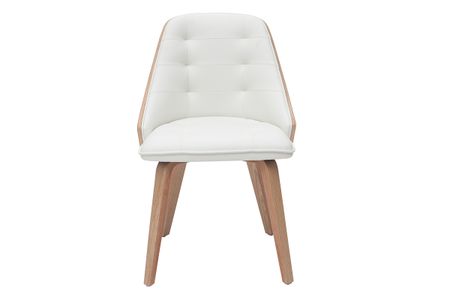 Chaise design blanc et bois clair FLUFFY