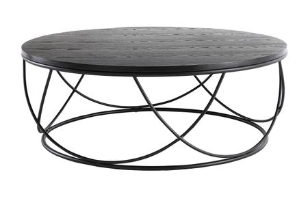 Table basse ronde bois noir et métal noir D80 cm LACE