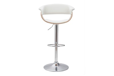 Tabouret de bar design réglable blanc et bois clair OKTAV