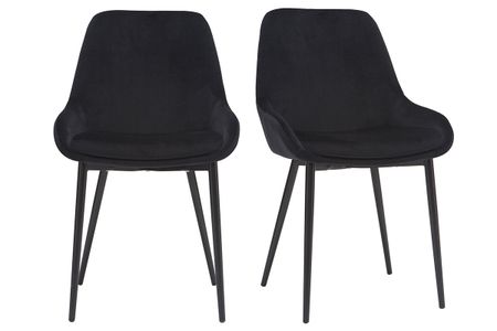 Chaises design noires en tissu velours et métal (lot de 2) HOLO
