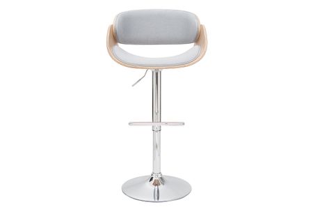 Tabouret de bar design réglable en tissu gris clair et bois clair BENT
