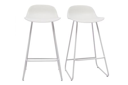 Tabourets de bar design blancs H65 cm (lot de 2) ELLA