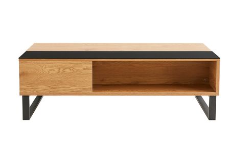 Table basse relevable rectangulaire bois clair et métal noir L110 cm WYNN