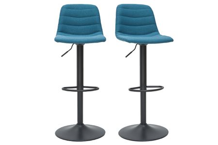 Tabourets de bar réglables en tissu et métal bleu canard (lot de 2) SAURY
