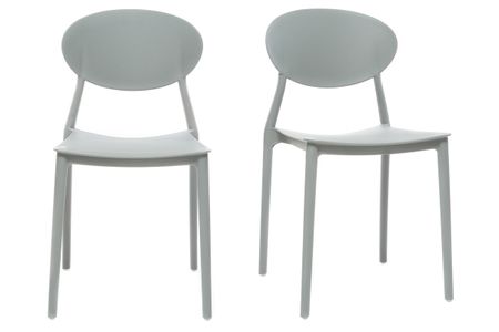 Chaises design empilables gris clair intérieur - extérieur (lot de 2) ANNA