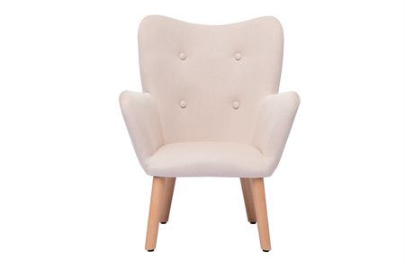 Fauteuil enfant scandinave en tissu rose poudré et bois clair BABY BRISTOL