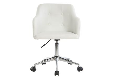 Chaise de bureau à roulettes design blanc et acier chromé BALTIK