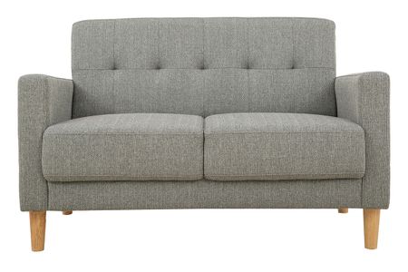 Canapé scandinave 2 places en tissu gris et bois clair MOON
