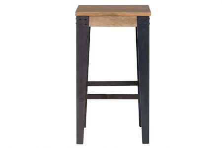 Tabouret de bar industriel métal et bois manguier massif H65 cm MADISON