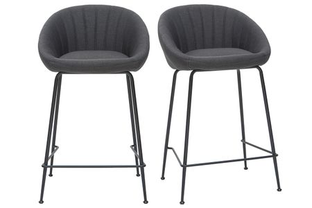 Tabourets de bar design tissu gris foncé 65 cm (lot de 2) SHERU