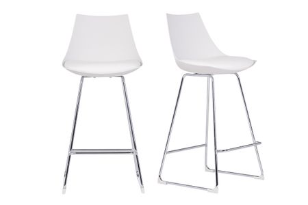Set di 2 sgabelli da bar design bianchi 65 cm JUNE