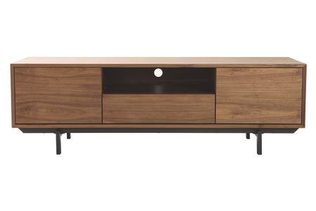 Meuble TV vintage en bois foncé niche ouverte L160 cm MANNY