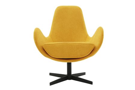Fauteuil pivotant design en tissu effet velours jaune moutarde et métal noir ANDY