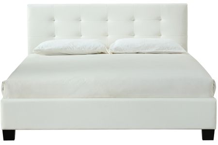Lit 2 places 160x200 cm blanc capitonné MARQUISE