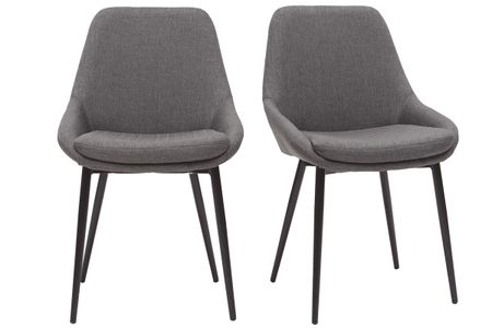 Chaises design en tissu gris et métal noir (lot de 2) HOLO