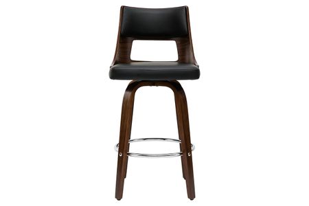 Tabouret de bar vintage pivotant noir et bois foncé GARBO