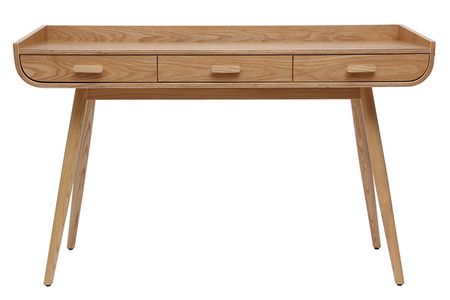 Bureau avec rangements 3 tiroirs scandinave bois clair L132 cm HALLEN