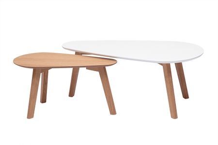 Tables basses gigognes scandinaves bois clair chêne et blanc (lot de 2) ARTIK