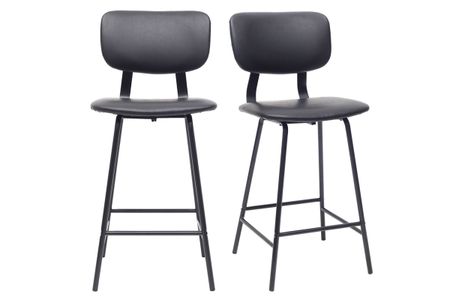 Tabourets de bar vintage noir avec pieds métal 65cm (lot de 2) LAB