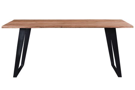 Table à manger rectangulaire en bois massif et métal noir L175 cm KORA