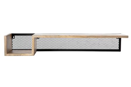 Étagère murale industrielle en bois manguier massif et métal noir L90 cm RACK