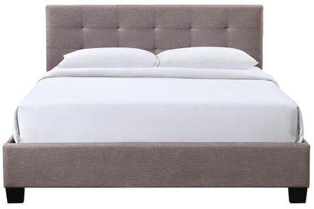 Lit 2 places 160x200 cm en tissu camel capitonné MARQUISE