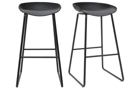 Tabourets de bar design noirs H75 cm (lot de 2) PEBBLE