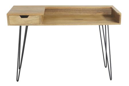 Bureau avec tiroir bois manguier massif et métal noir L116 cm VIBES