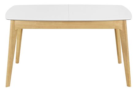 Table extensible rallonges intégrées rectangulaire blanc et bois L140-180 cm MEENA