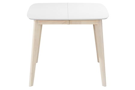 Table à manger extensible scandinave carrée blanche et bois L90-130 cm LEENA