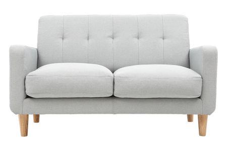 Canapé scandinave 2 places en tissu gris clair et bois clair LUNA
