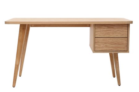 Bureau avec rangements 2 tiroirs scandinave bois clair chêne L140 cm FIFTIES