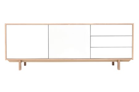 Buffet scandinave bois et blanc 2 portes 3 tiroirs L195 cm SID