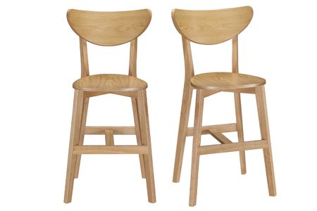Tabourets de bar scandinaves finition chêne H65 cm (lot de 2) LEENA