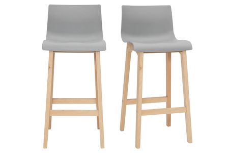 Tabourets de bar design bois et gris clair H65 cm (lot de 2) NEW SURF