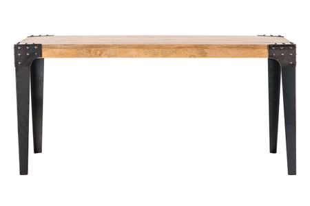 Table à manger industrielle acier et bois manguier massif L160 cm MADISON