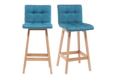 Design-Barhocker Holz und Blaugrün 65 cm 2 Stck. KLARIS