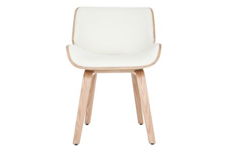 Chaise design blanc et bois clair RUBBENS