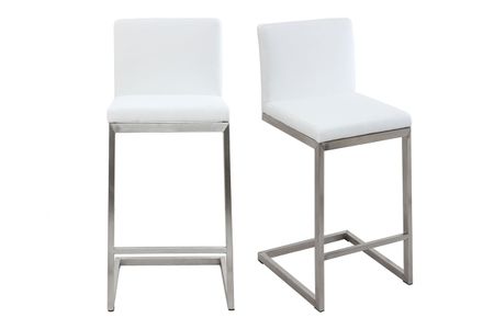 Tabourets de bar design blancs avec pieds métal (lot de 2) STELLAR