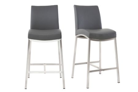 Tabourets de bar design gris foncé H70 cm (lot de 2) OLLY