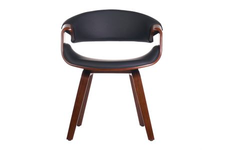 Fauteuil design noir et bois foncé noyer ARAMIS